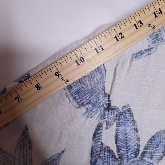 Tommy Bahama Silk Hawaiian Shirt Mens Large Floral Blue, White Original Fit Camp - Picture 8 of 12